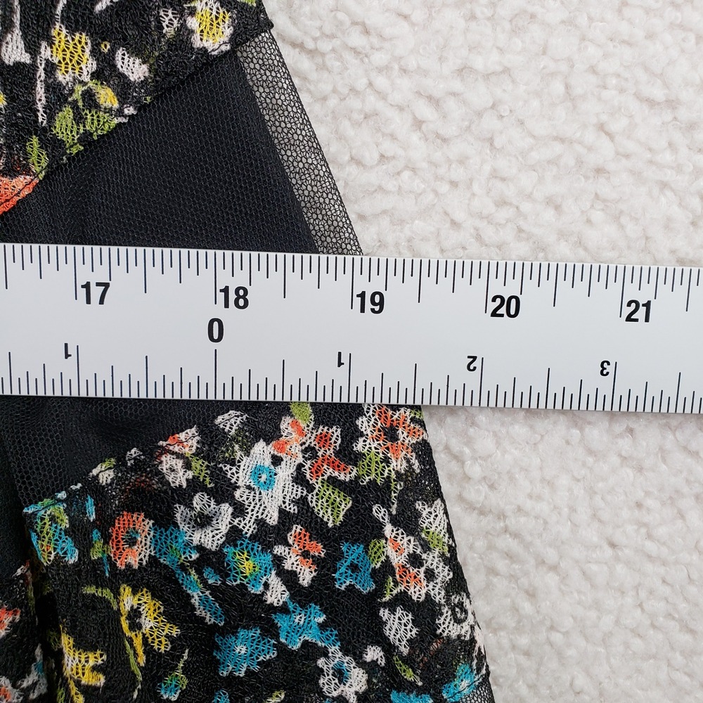 Betsey Johnson Fit & Flare Dress Womens 12 Black Floral Tiered Whimsigoth Y2K - Picture 9 of 11